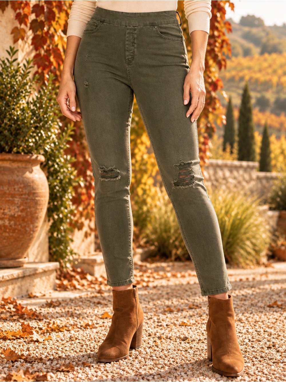 Westbound Olive Green High Rise Skinny Jeans Tummy Control 14R NWT